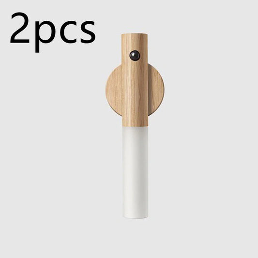 Wooden and white salt and pepper shaker set on a light gray background with '2 pcs' text.