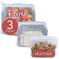 Reusable silicone food storage bags filled with vegetables