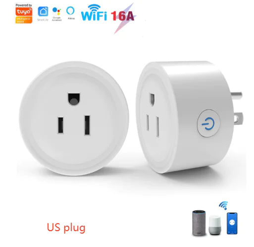 WiFi voice control smart plug plugged into wall socket